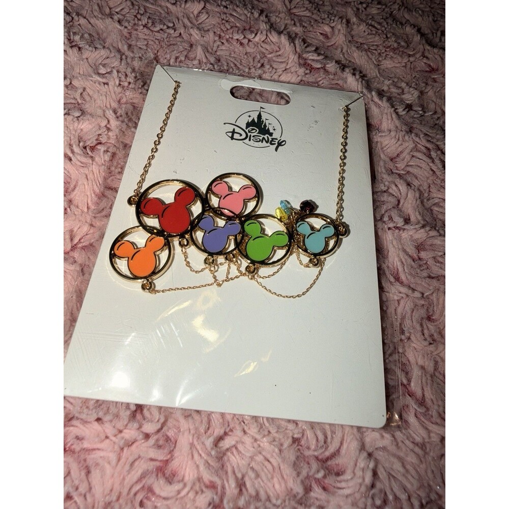 Disney Parks Collection Mickey Mouse Ear Icon Color Balloon Necklace